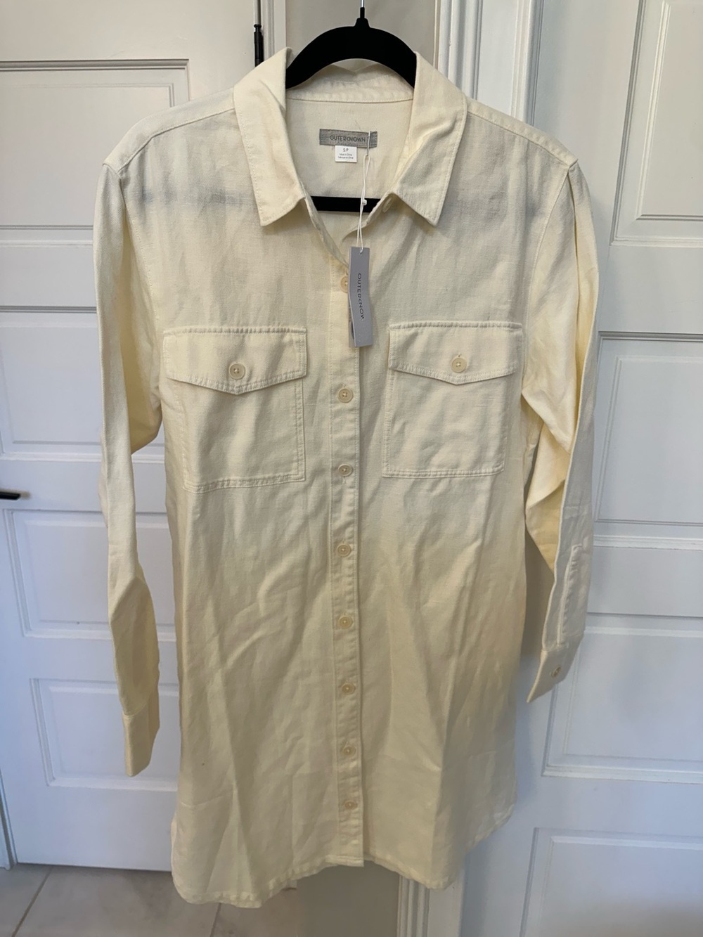 Outerknown Shirt Dress Long Sleeve  Linen Organic Cotton Button Front S $248 NEW